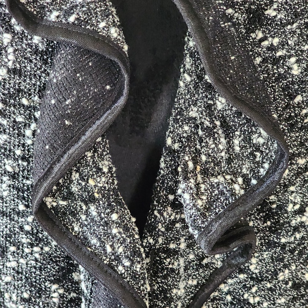 Joseph Ribkoff Jacket Lightweight Blk & Wht Tweed Ruffled Collar to Hem - Picture 7 of 15